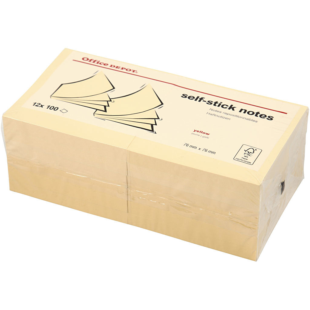 Notes Adhésives, dim. 75x75 mm, 12 pièces/ 1 Pq. [HOB-14095]