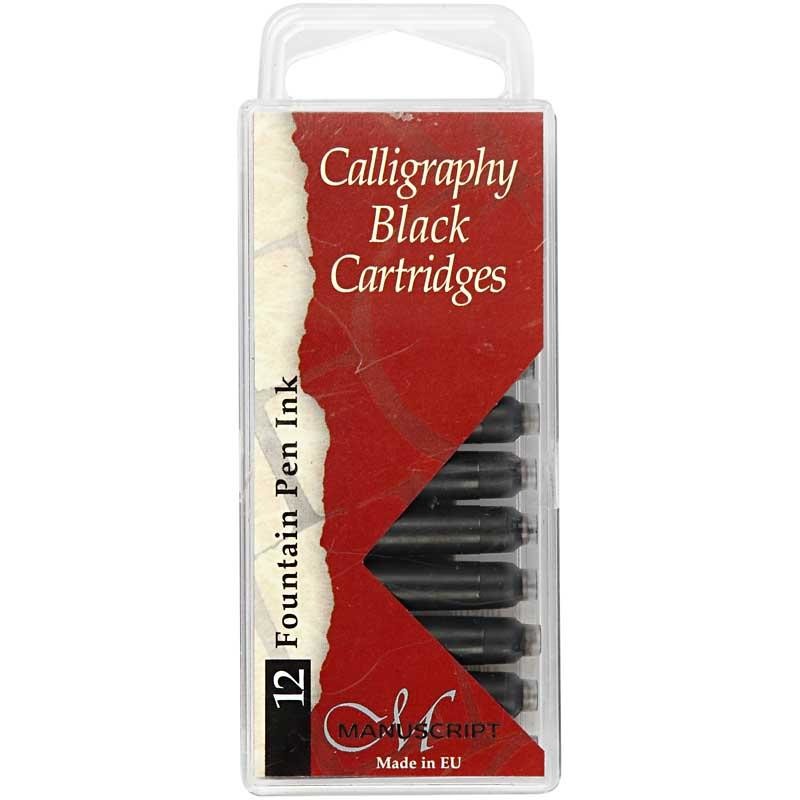 Calligraphie cartouches, noir, 12 pièces/ 1 Pq. [HOB-14196]
