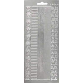 Autocollants, bordures, feuille 10x23 cm, argent, 1 flles [HOB-170026]