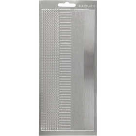 Autocollants, bordures, feuille 10x23 cm, argent, 1 flles [HOB-170029]