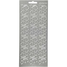 Autocollants, feuilles, feuille 10x23 cm, argent, 1 flles [HOB-170102]