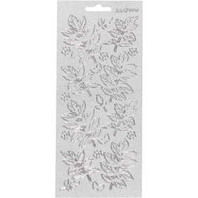 Autocollants, feuilles, feuille 10x23 cm, argent, 1 flles [HOB-170174]