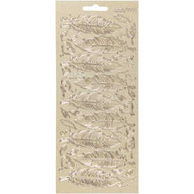 Autocollants, plumes, feuille 10x23 cm, or, 1 flles [HOB-170190]