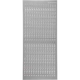 Autocollants, chiffres, feuille 10x23 cm, argent, 1 flles [HOB-170221]