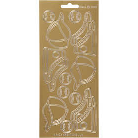 Autocollants, marguerites, feuille 10x23 cm, or, 1 flles [HOB-170248]