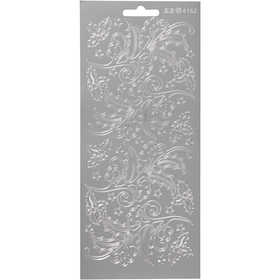 Autocollants, houx, feuille 10x23 cm, argent, 1 flles [HOB-170253]