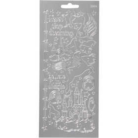 Autocollants, licorne, feuille 10x23 cm, argent, 1 flles [HOB-170259]