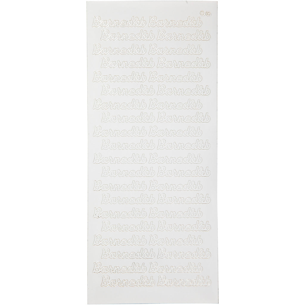 Autocollants, barnedåb, feuille 10x23 cm, blanc, 1 flles [HOB-170273]
