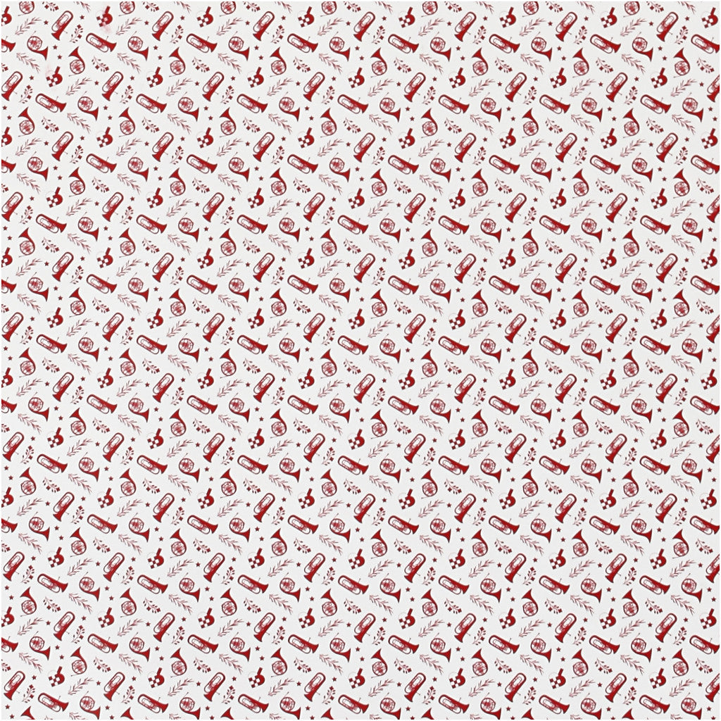 Papier cadeau, trompette, L : 70 cm, 80 gr, rouge, blanc, 4 m/ 1 rouleau [HOB-190120]