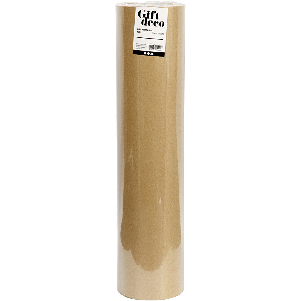 Papier cadeau, L : 50 cm, 60 gr, beige, 100 m/ 1 rouleau [HOB-19037]