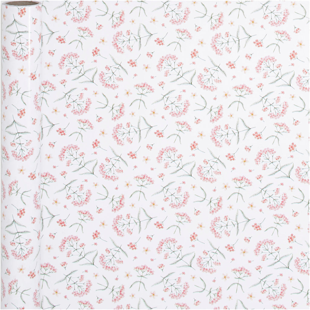Papier cadeau, Fleurs, L : 50 cm, 80 gr, 5 m/ 1 rouleau [HOB-191980]