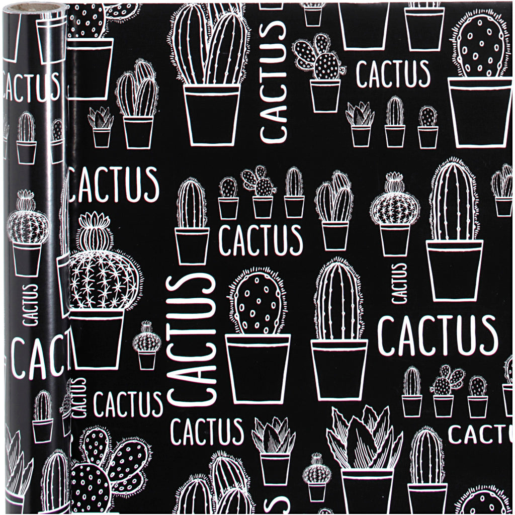 Papier cadeau, Cactus, L : 50 cm, 80 gr, 5 m/ 1 rouleau [HOB-192010]