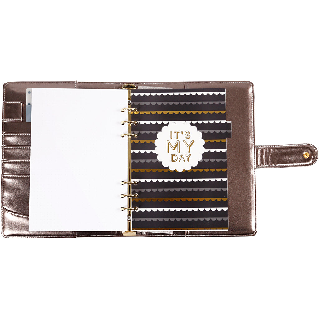 Agenda, gris foncé métallique, dim. 19x23,5x4 cm, Agenda à anneaux, 1 pièce [HOB-192649]