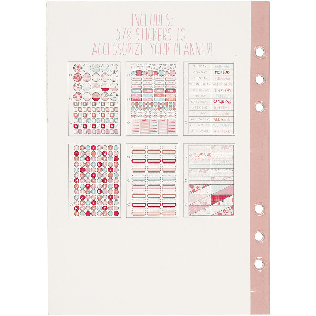 Livre d'autocollants, aquarelle, A5, or, rouge, corail, 1 pièce [HOB-192657]