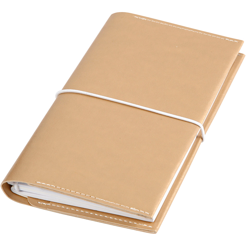 Planner, dim. 10x18x1,5 cm, fermeture élastique, or, 1 pièce [HOB-192669]