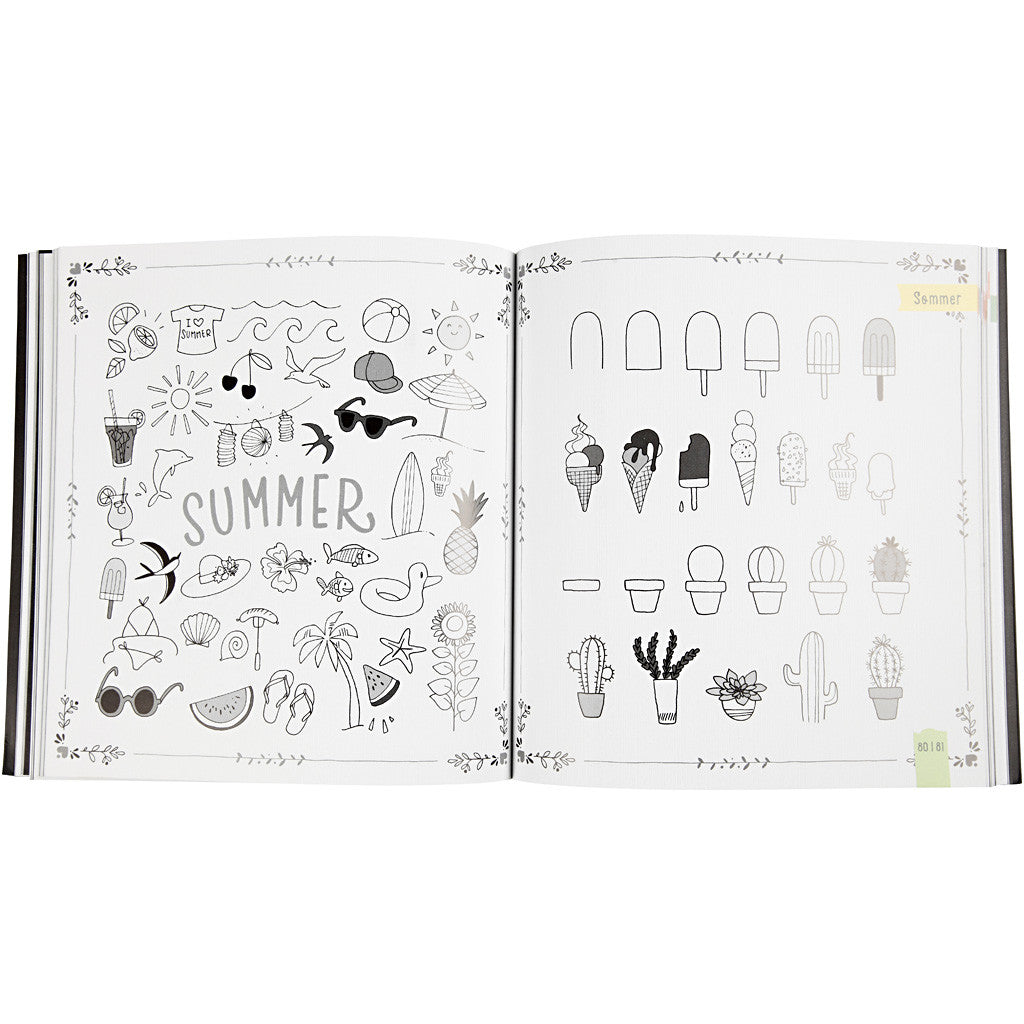 Lettrage à la main - 1000 idées, dim. 22x23 cm, ép. 2 cm, Nombre de pages 143, 1 pièce, Texte en danois [HOB-19290]