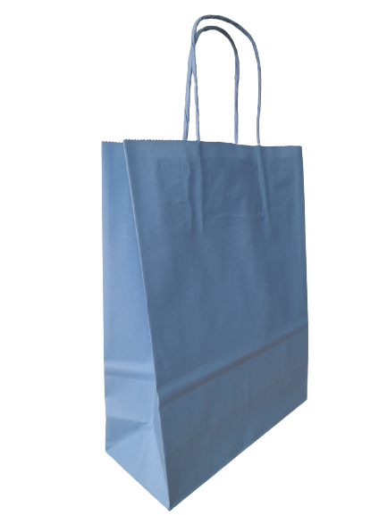 Sac de course Bleu pastel Papier Kraft 90 g/m2 18+8x22cm (50 pièces) [PAM1822PBL]