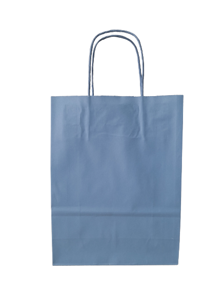 Sac de course Bleu pastel Papier Kraft 90 g/m2 18+8x22cm (50 pièces) [PAM1822PBL]