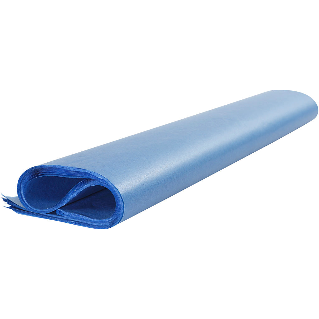 Papier de soie, feuille 50x70 cm,  14 gr, bleu, 25flles [HOB20866]