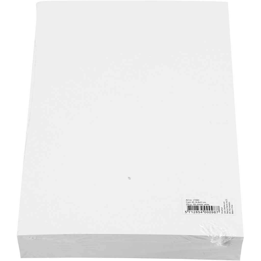 Papier cartonné, A5 148x210 mm,  250 gr, blanc, 100flles [HOB21660]