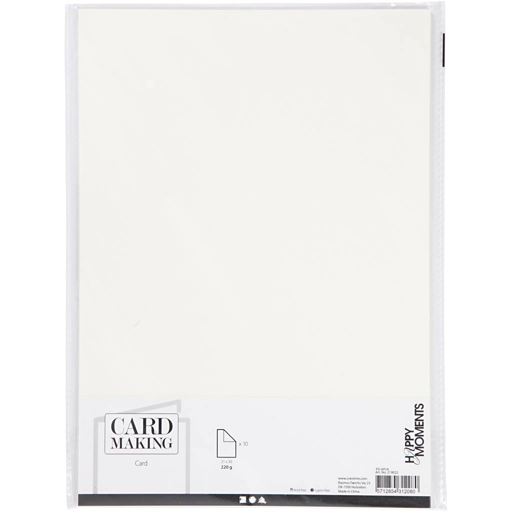 Papier cartonné, blanc cassé, A4, 210x297 mm, 220 gr, 10 pièce/ 1 Pq. [HOB219022]
