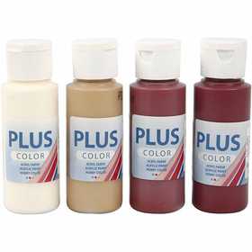 Plus Color Peinture acrylique, Couleurs assorties, 4x60ml [HOB-22230]