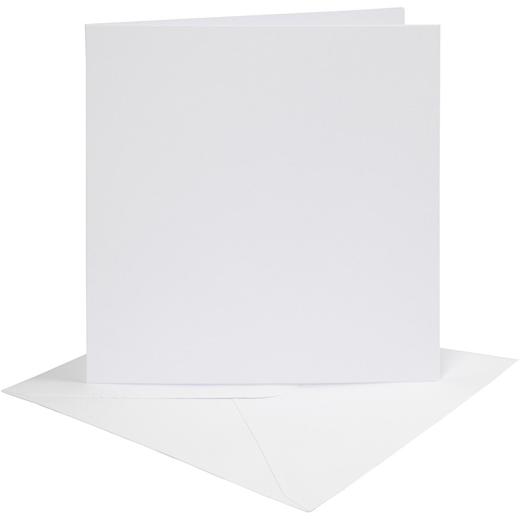 Cartes et enveloppes, dimension carte 15,2x15,2 cm, dimension enveloppes 16x16 cm, 230 gr, blanc, 4 set/ 1 Pq. [HOB-230541]