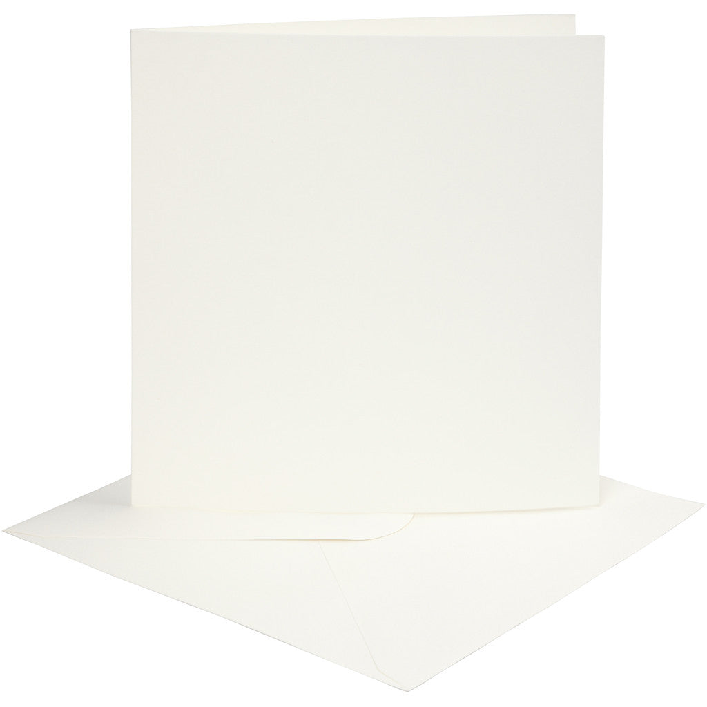 Cartes et enveloppes, dimension carte 15,2x15,2 cm, dimension enveloppes 16x16 cm, 220 gr, blanc cassé, 4 set/ 1 Pq. [HOB-230542]