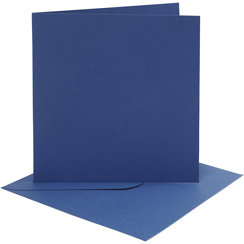 Cartes et enveloppes, dimension carte 15,2x15,2 cm, dimension enveloppes 16x16 cm, 220 gr, bleu, 4 set/ 1 Pq. [HOB-230545]