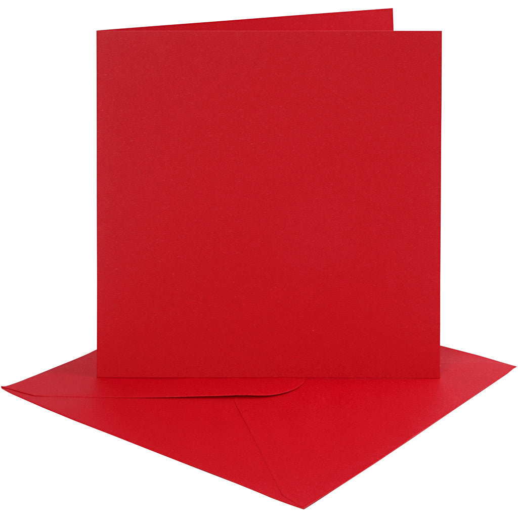 Cartes et enveloppes, dimension carte 15,2x15,2 cm, dimension enveloppes 16x16 cm, 230 gr, rouge, 4 set/ 1 Pq. [HOB-230550]