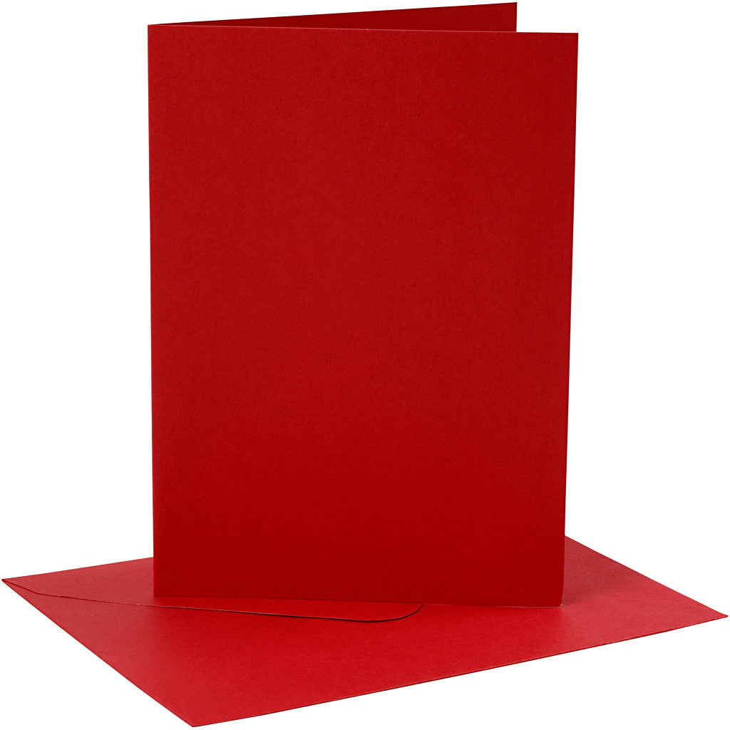 Cartes et enveloppes, dimension carte 12,7x17,8 cm, dimension enveloppes 13,3x18,5 cm, 230 gr, rouge, 4 set/ 1 Pq. [HOB-230566]