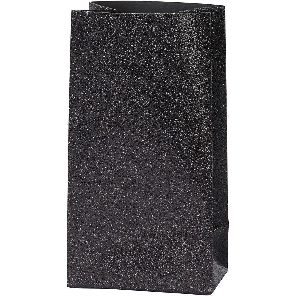 Paper Bag, H: 17 cm, size 6x9 cm, 170 g, black, 8 pc