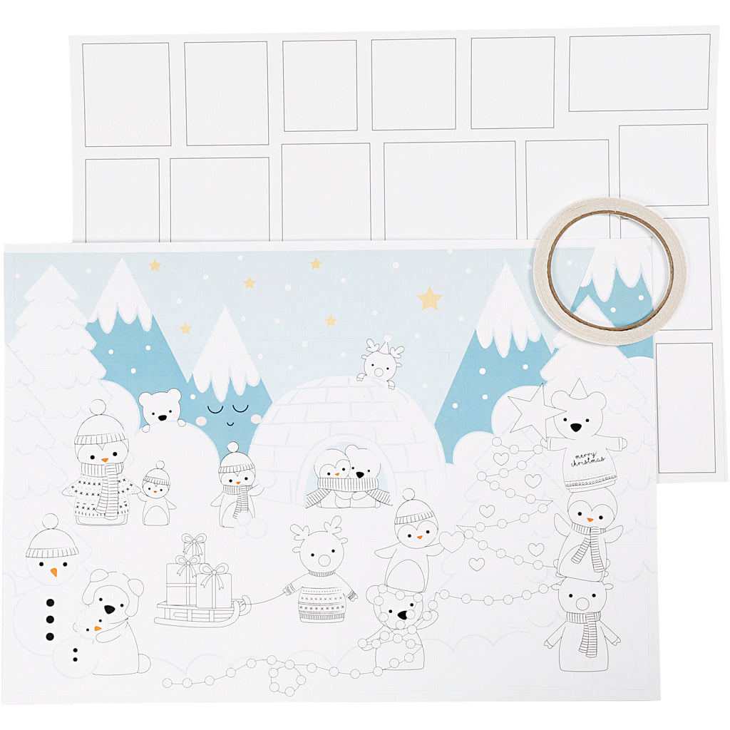 Christmas Calendar, size 30x42 cm, white, 3pc
