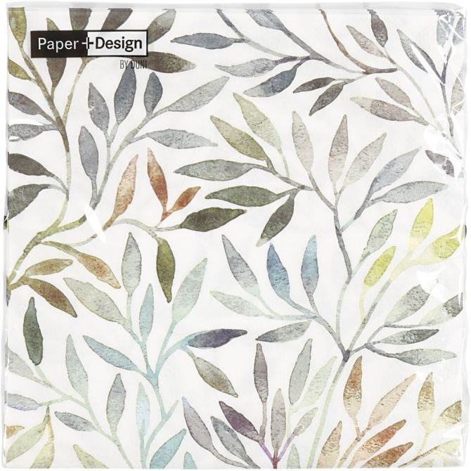 Serviettes de table, Feuilles de saule, dim. 33x33 cm, 20pièces/ 1 Pq. [HOB-234730]