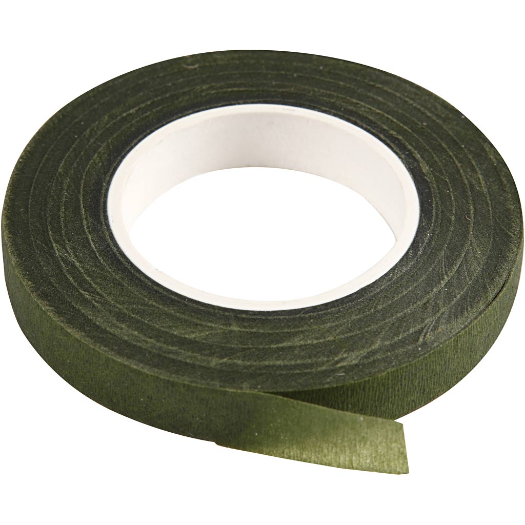 Ruban adhésif floral, L : 12 mm, vert foncé, 27 m/ 1 rouleau [HOB-25207]