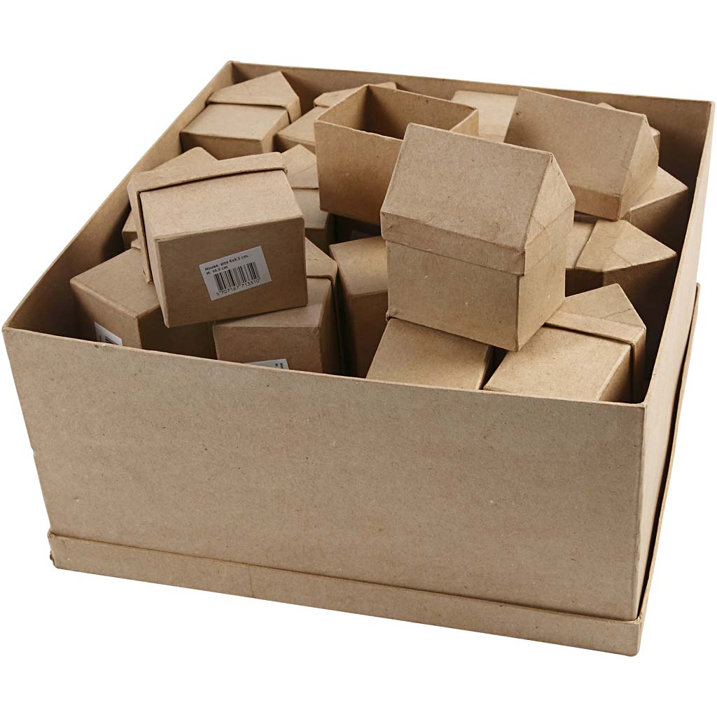 Boîtes maisons, H : 10,5 cm, dim. 6x8,5 cm, 40 pièces/ 1 Pq. [HOB-26799]