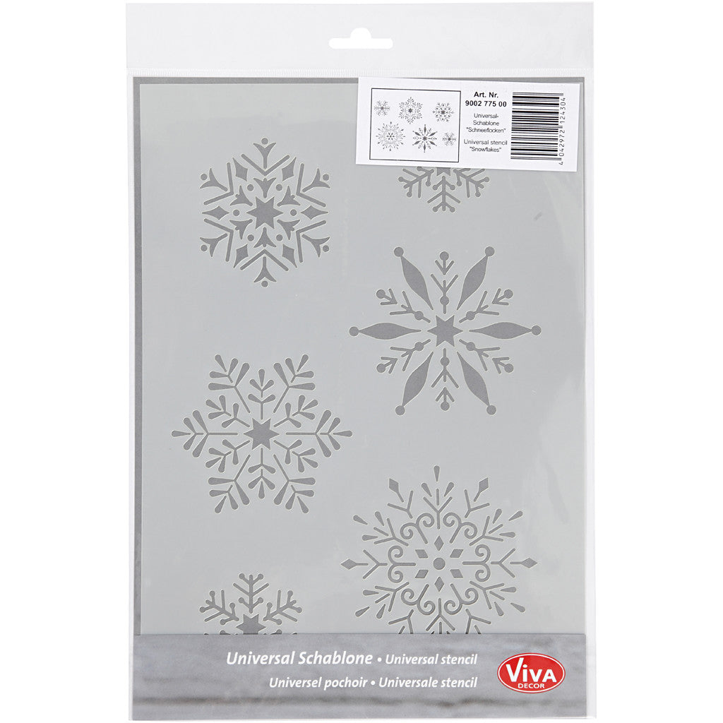 Pochoir, Flocons de neige, A4, feuille 210x297 mm, 1 pièce [HOB-26977]