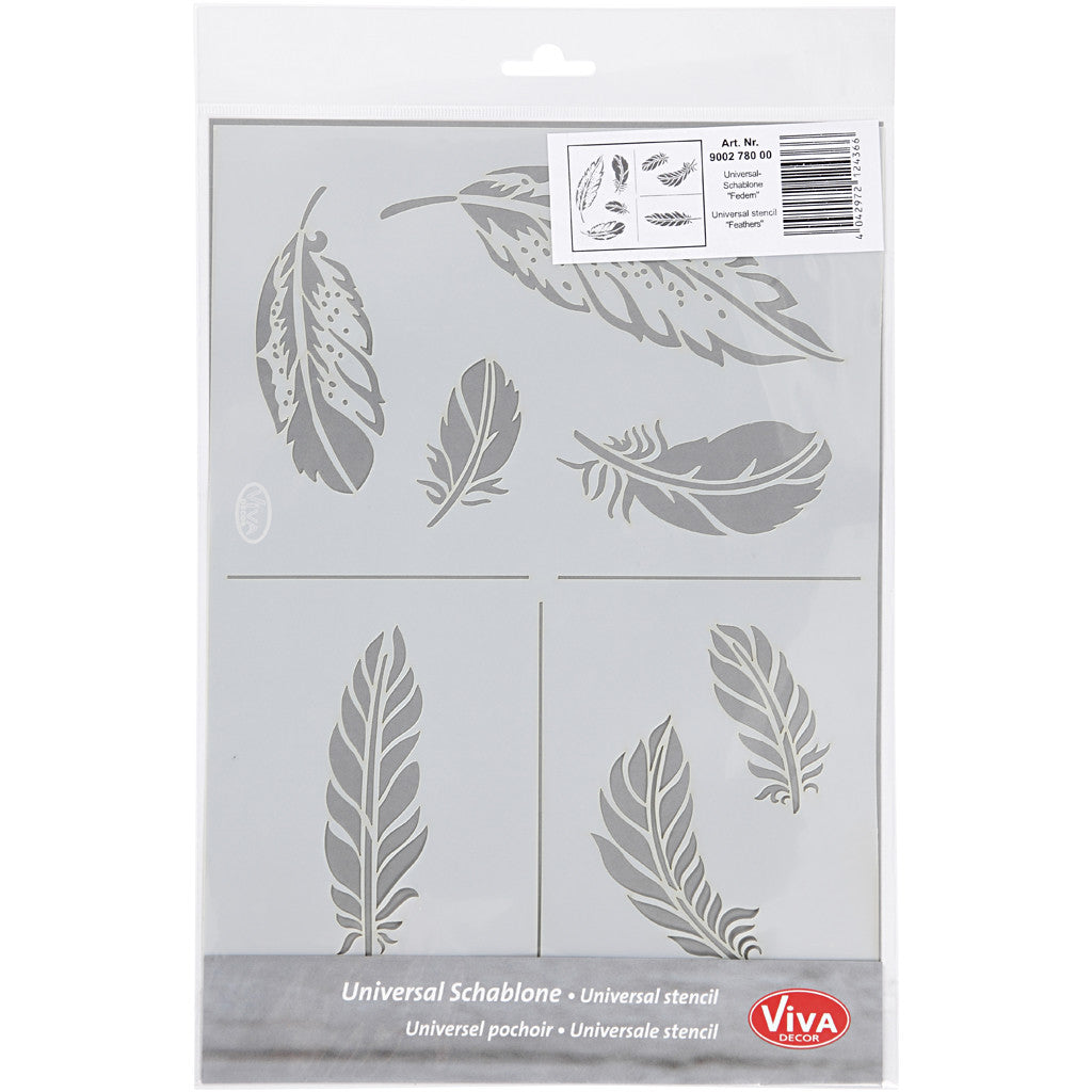 Pochoir, Plumes, A4, feuille 210x297 mm, 1 pièce [HOB-26978]