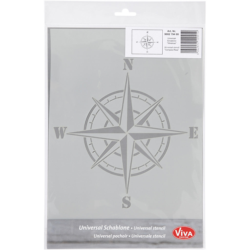Pochoir, boussole, A4, feuille 210x297 mm, 1 pièce [HOB-26980]