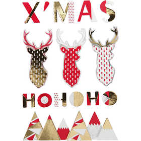 Autocollants 3D, rennes, H : 15-62 mm, L : 14-100 mm, ép. 5 mm, 15 pièces/ 1 Pq. [HOB-27097]