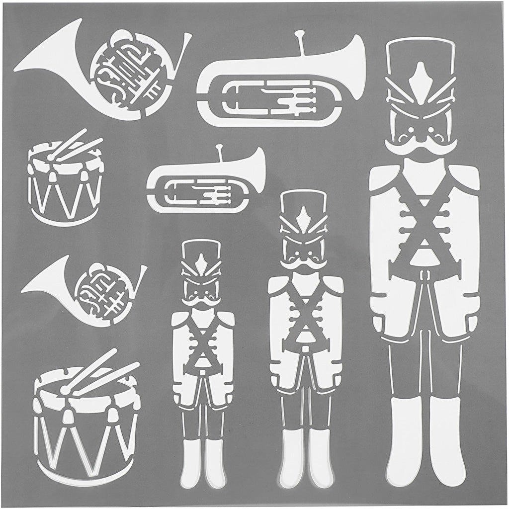 Stencil, nutcracker, size 30,5x30,5 cm, thickness 0,31 mm, 1 sheet