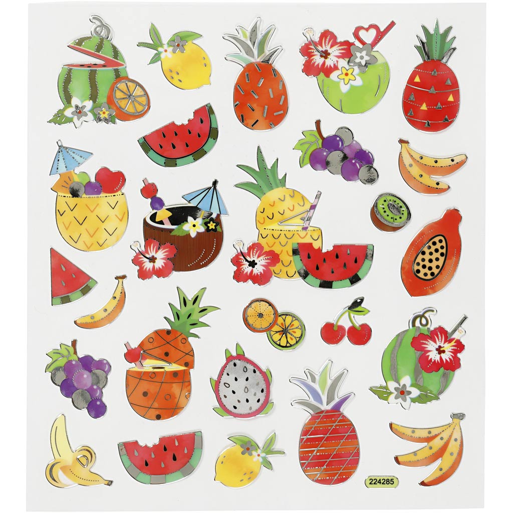 Stickers, exotic fruits, sheet 15x16,5 cm, 1 sheet
