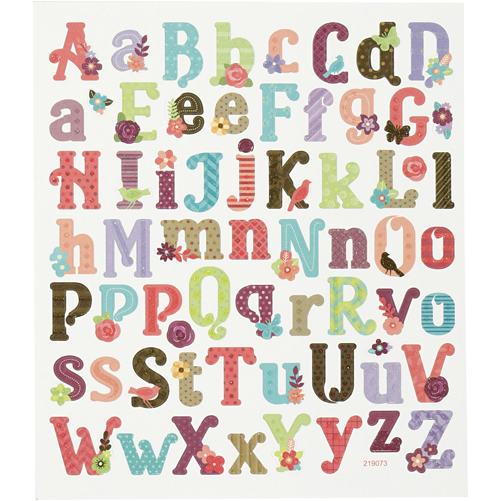 Autocollants, alphabet, feuille 15x16,5 cm, 1 flles [HOB-27190]