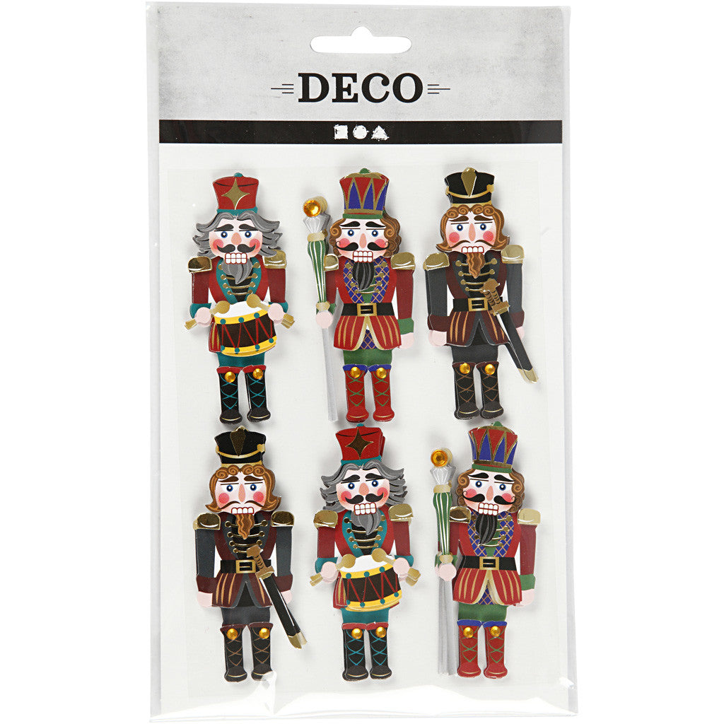 Autocollants 3D, casse-noisette, H : 75 mm, L : 30 mm, ép. 7 mm, 6 pièces/ 1 Pq. [HOB-27697]