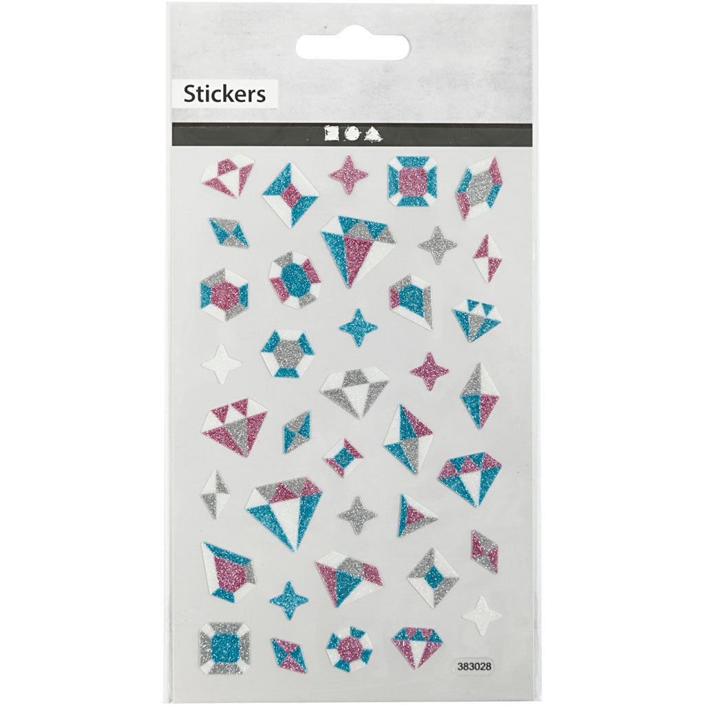 Autocollants à paillettes, diamants, feuille 10x16 cm, 1 flles [HOB-280021]