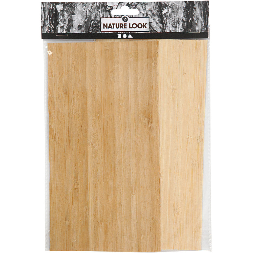 Placage bambou, feuille 12x22 cm, ép. 0,75 mm, 2 flles/ 1 Pq. [HOB-282901]