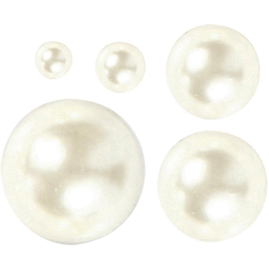 Demies perles, dim. 2-8 mm, blanc, 140 pièces/ 1 Pq. [HOB-28316]