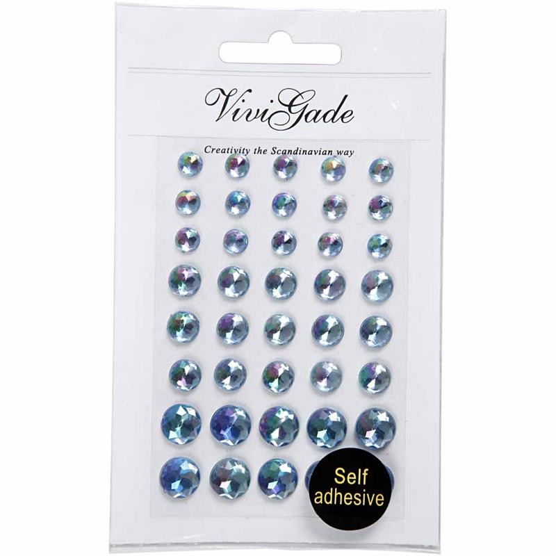 Pierres de strass, dim. 6+8+10 mm, bleu, 40 pièces/ 1 Pq. [HOB-28323]