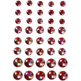 Pierres de strass, dim. 6+8+10 mm, rouge, 40 pièces/ 1 Pq. [HOB-28327]