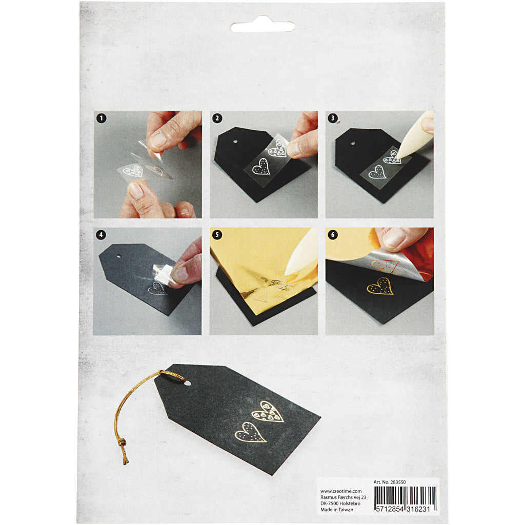 Film décoratif et feuille transfert, fleurs, feuille 15x15 cm, or, vert, 2x2 flles/ 1 Pq. [HOB-283550]